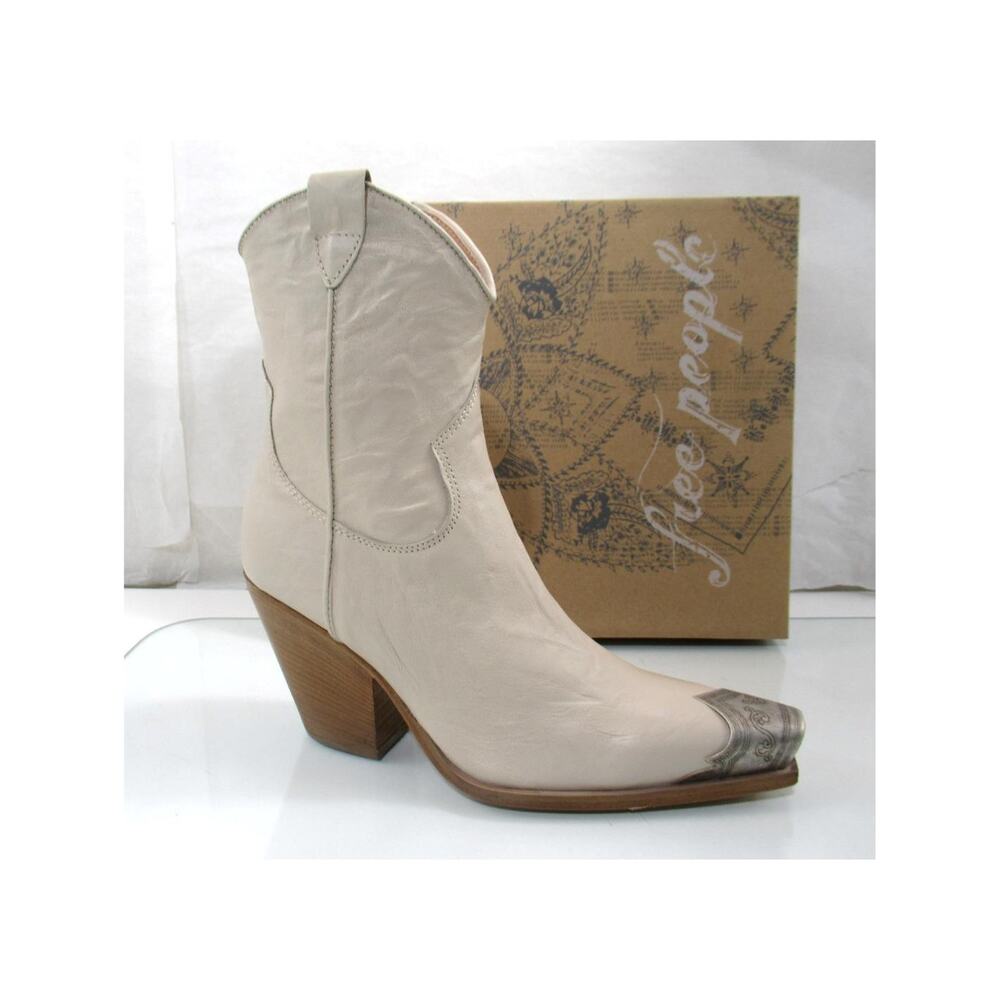 Free People Brayden Western Boot Leather Bone Size US 9 EU 39 Made in Italy